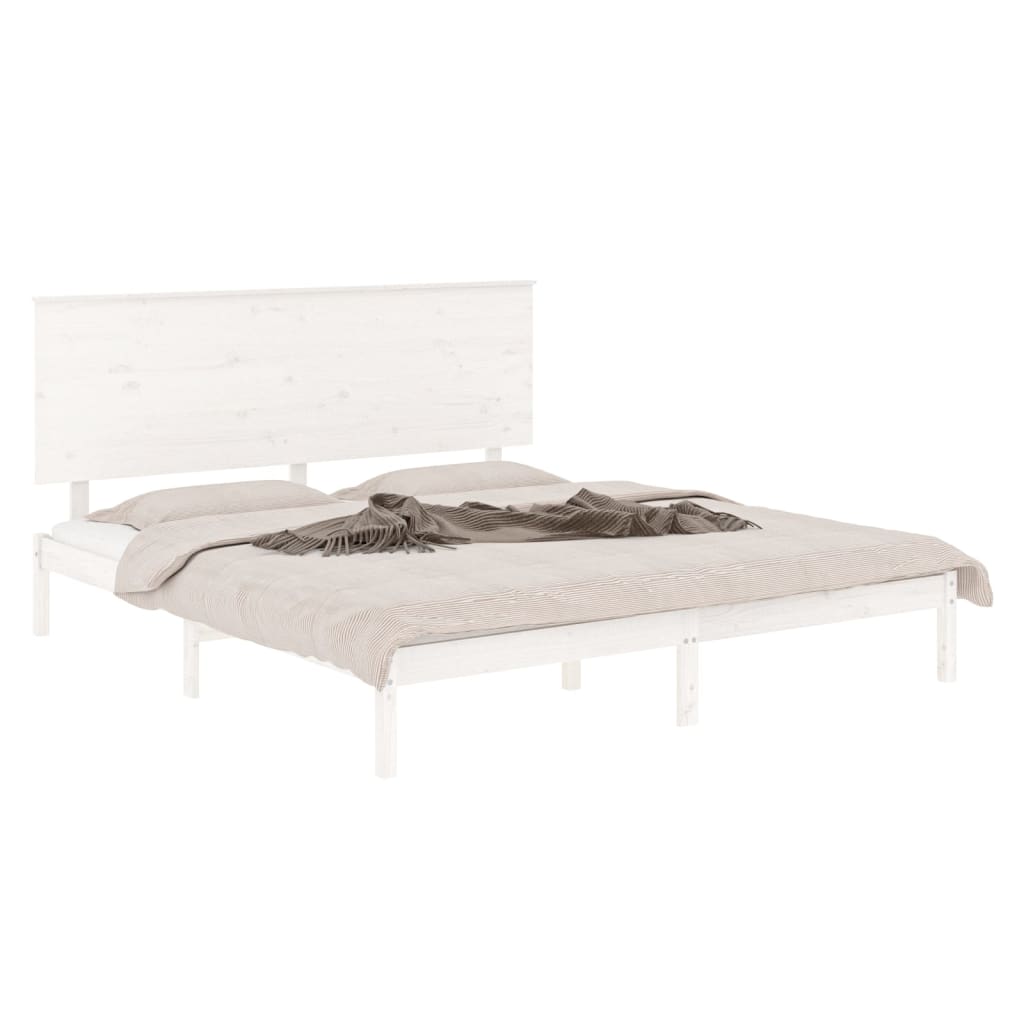 Estrutura de cama king 150x200 cm madeira maciça branco