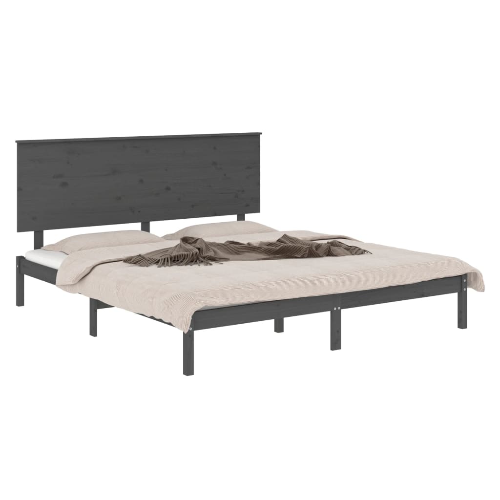 Estrutura de cama king 150x200 cm madeira maciça cinza