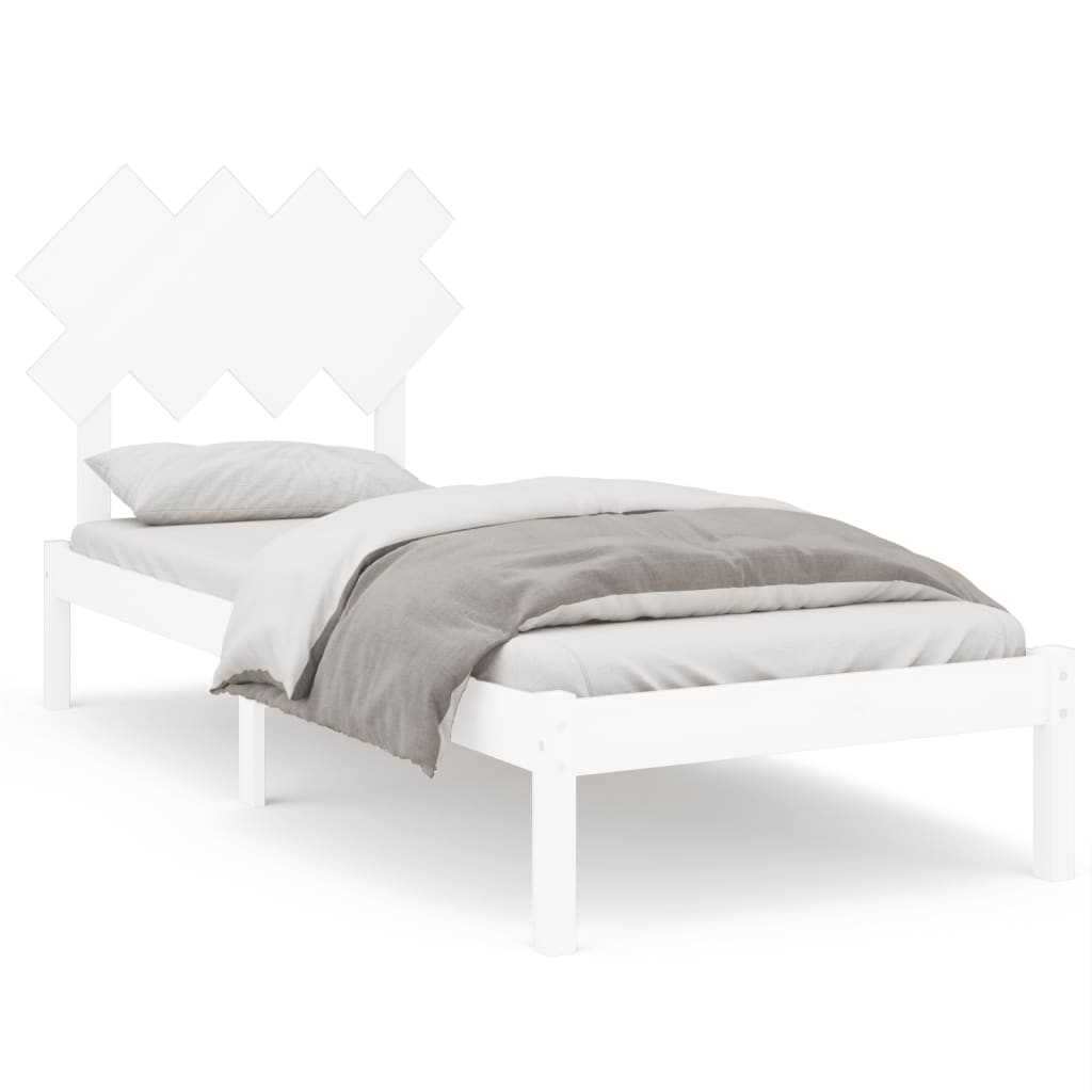 Estrutura de cama solteiro 90x190 cm madeira maciça branco