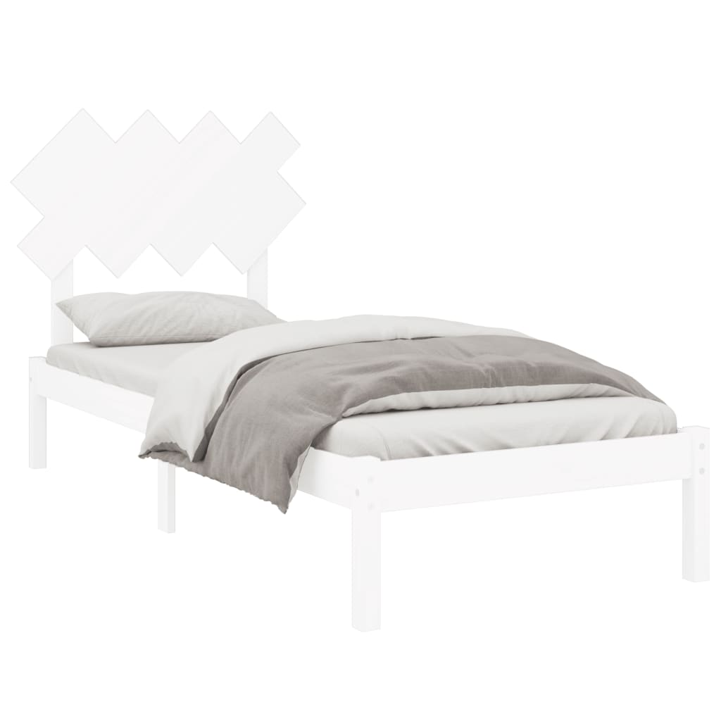 Estrutura de cama solteiro 90x190 cm madeira maciça branco