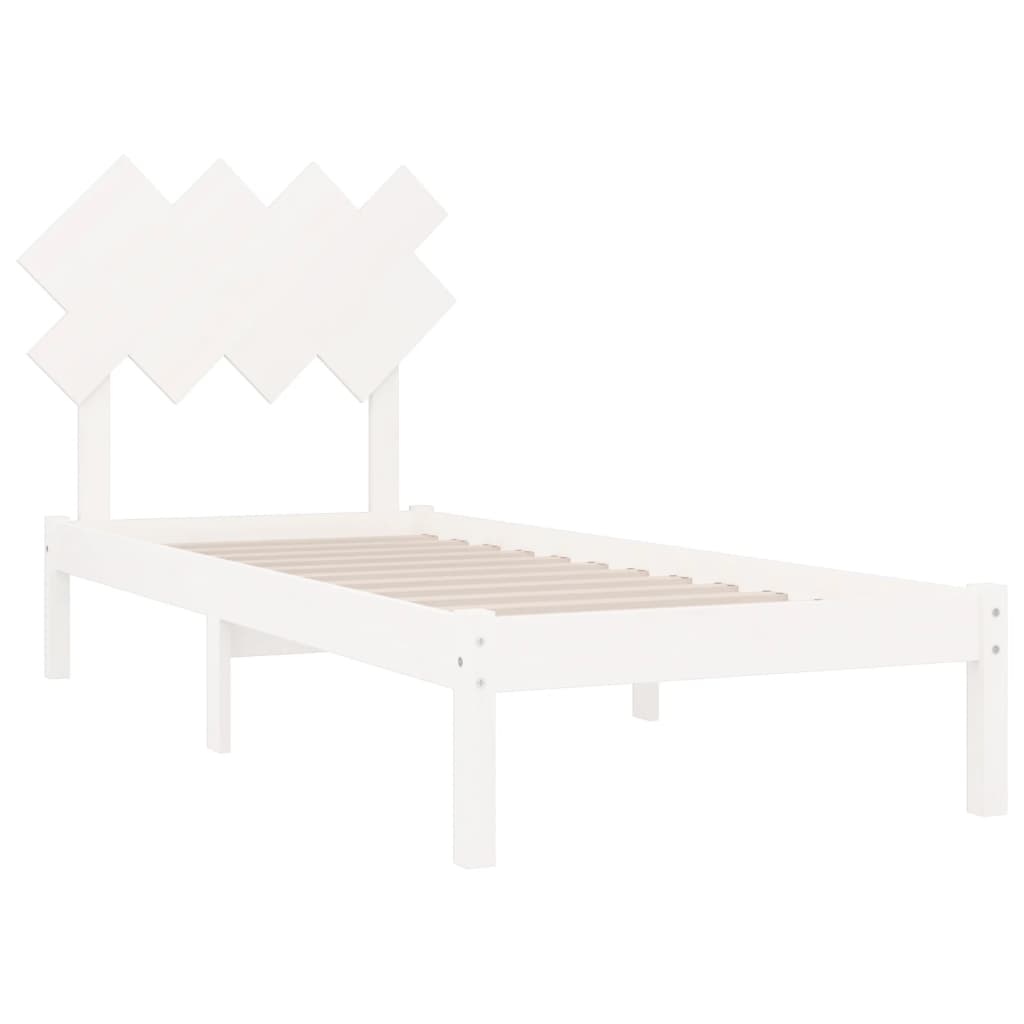 Estrutura de cama solteiro 90x190 cm madeira maciça branco