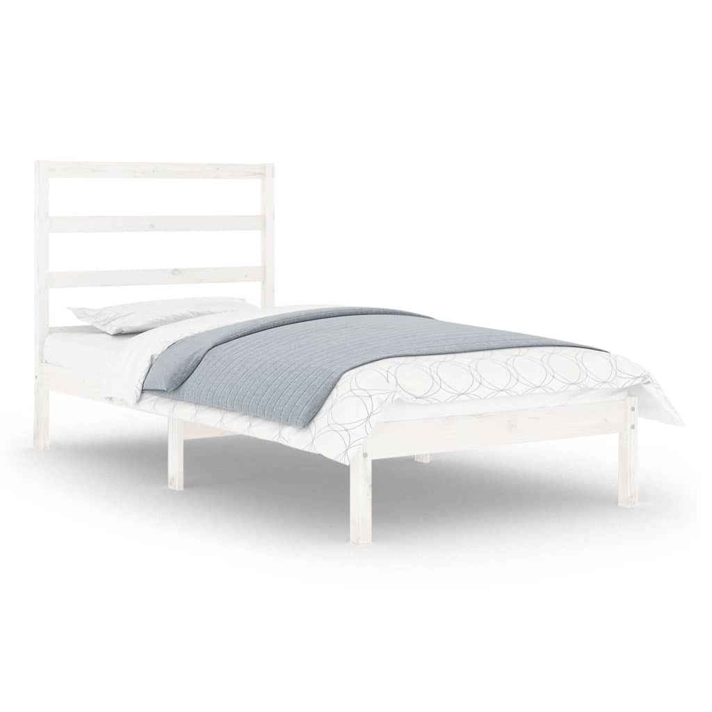 Estrutura de cama solteiro 90x190 cm madeira maciça branco