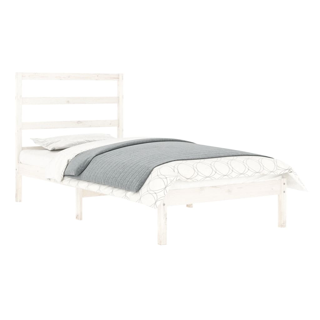 Estrutura de cama solteiro 90x190 cm madeira maciça branco