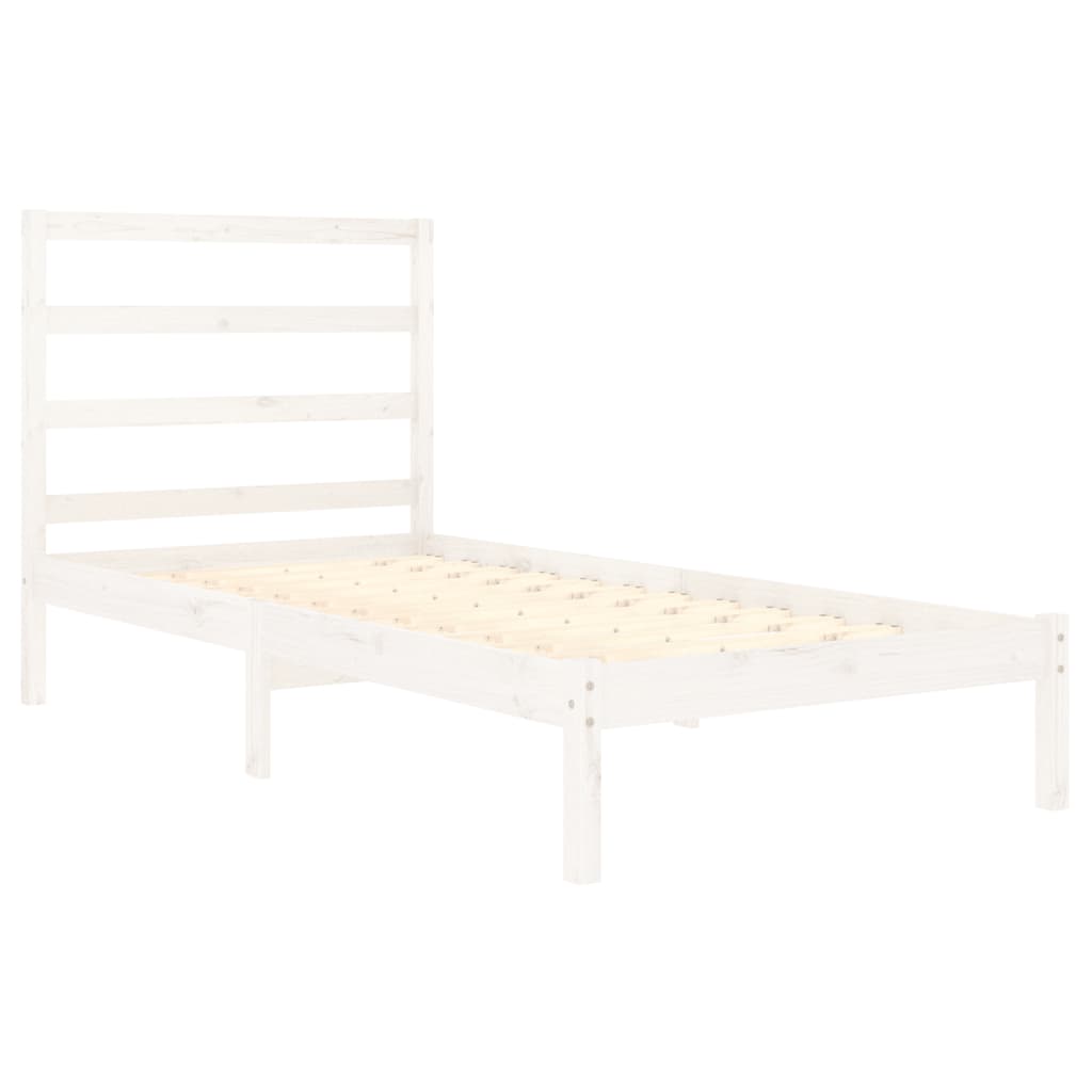 Estrutura de cama solteiro 90x190 cm madeira maciça branco