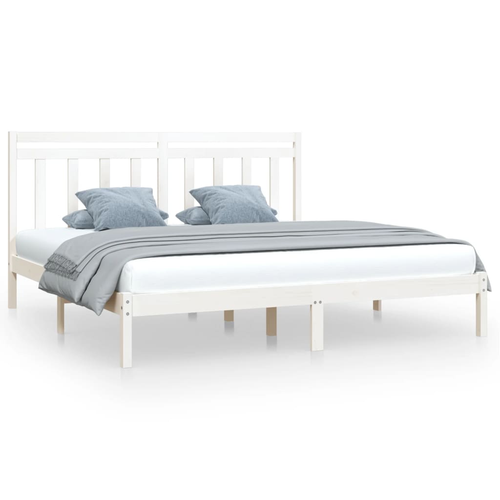 Estrutura de cama 200x200 cm madeira maciça branco