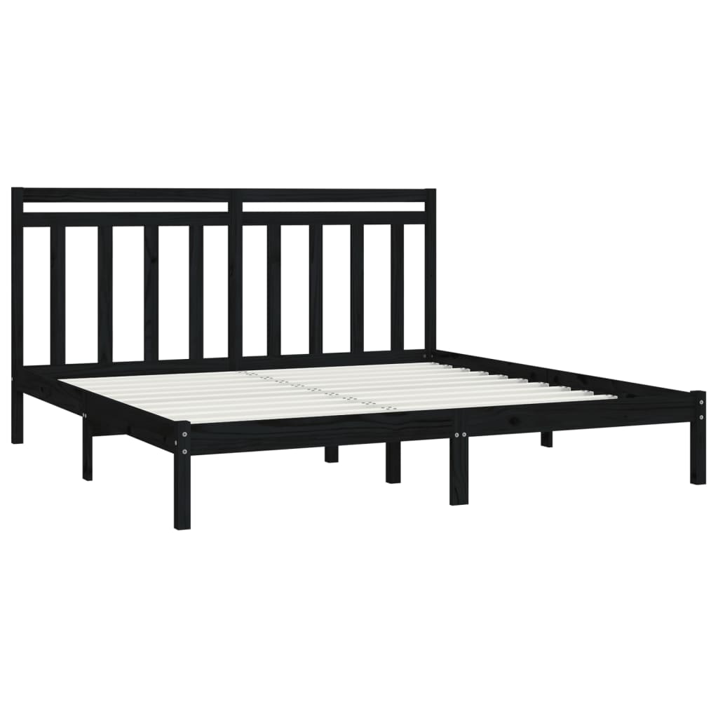 Estrutura de cama 200x200 cm madeira maciça preto