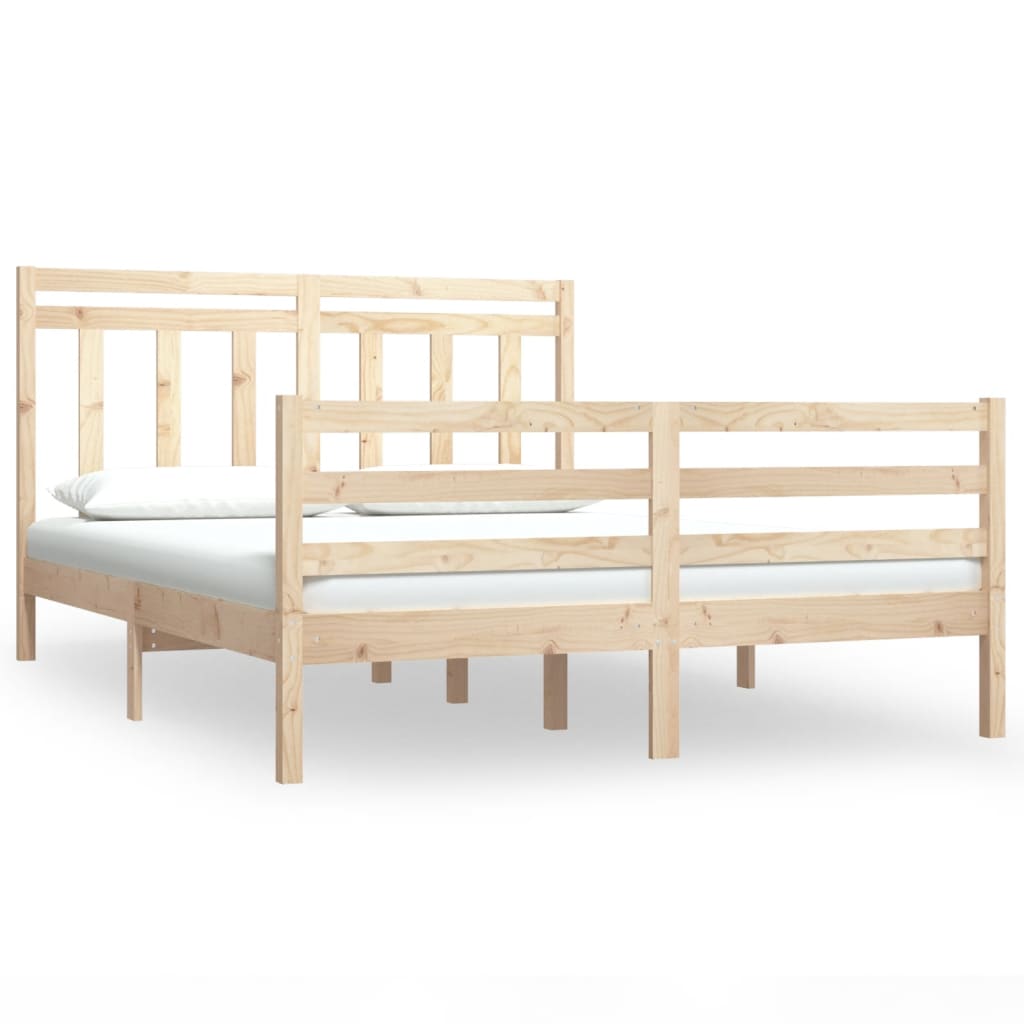 Estrutura de cama dupla 135x190 cm madeira maciça