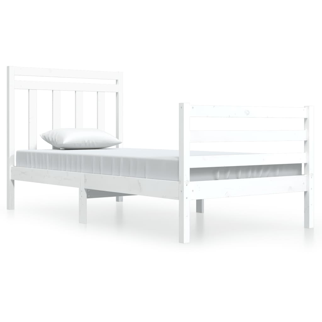 Estrutura de cama 90x200 cm madeira maciça branco