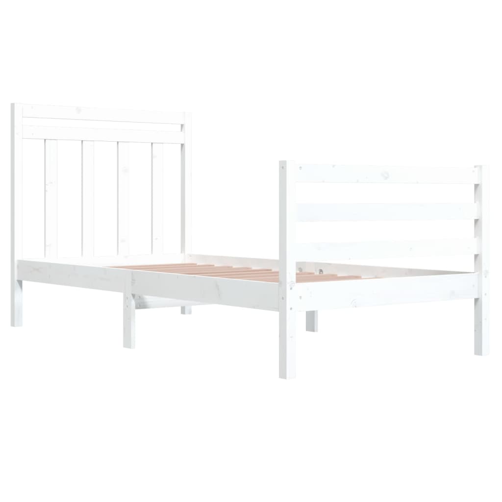 Estrutura de cama 90x200 cm madeira maciça branco