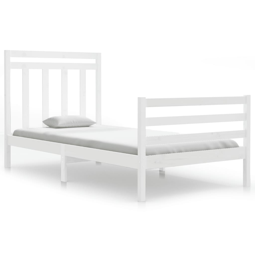 Estrutura de cama 100x200 cm madeira maciça branco