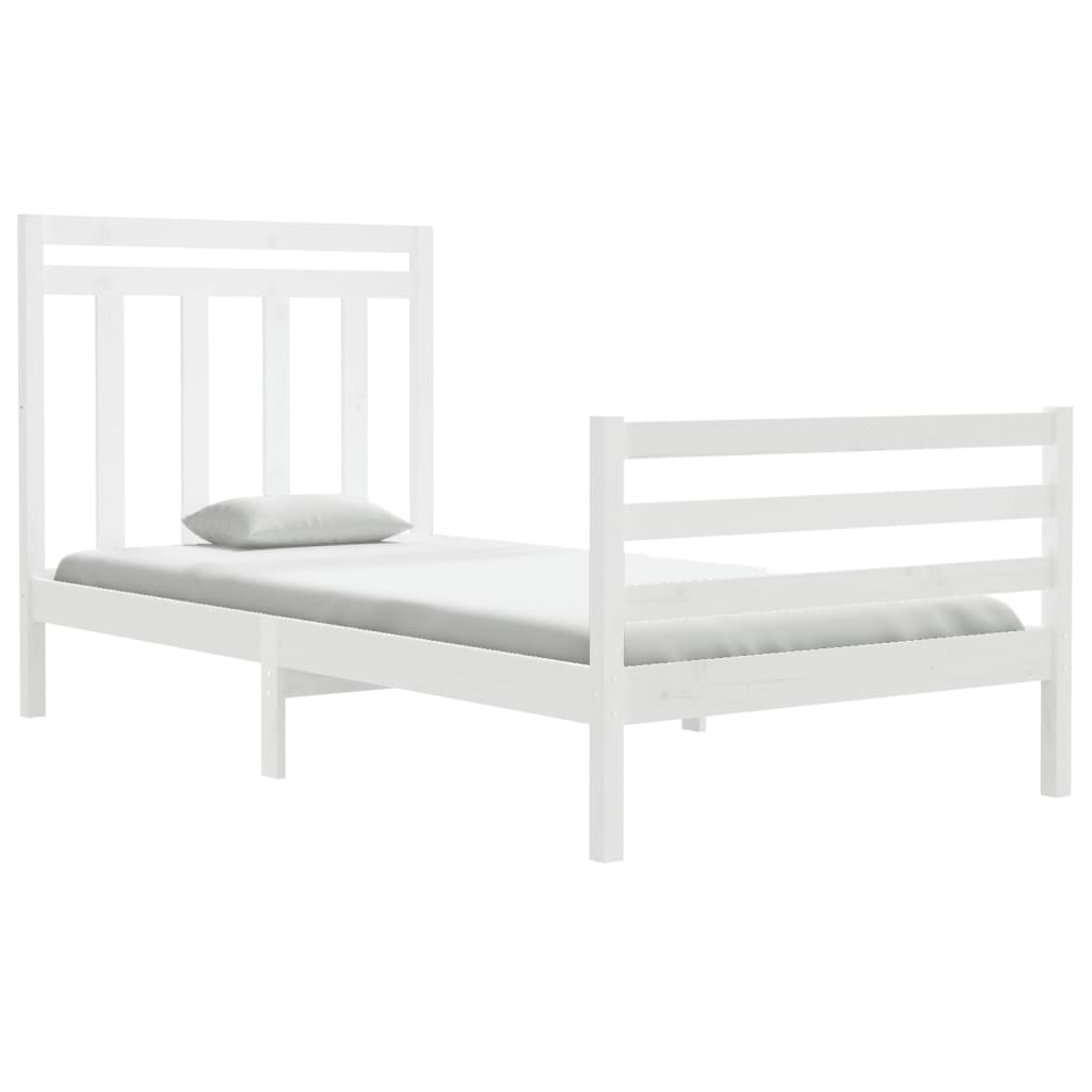 Estrutura de cama 100x200 cm madeira maciça branco