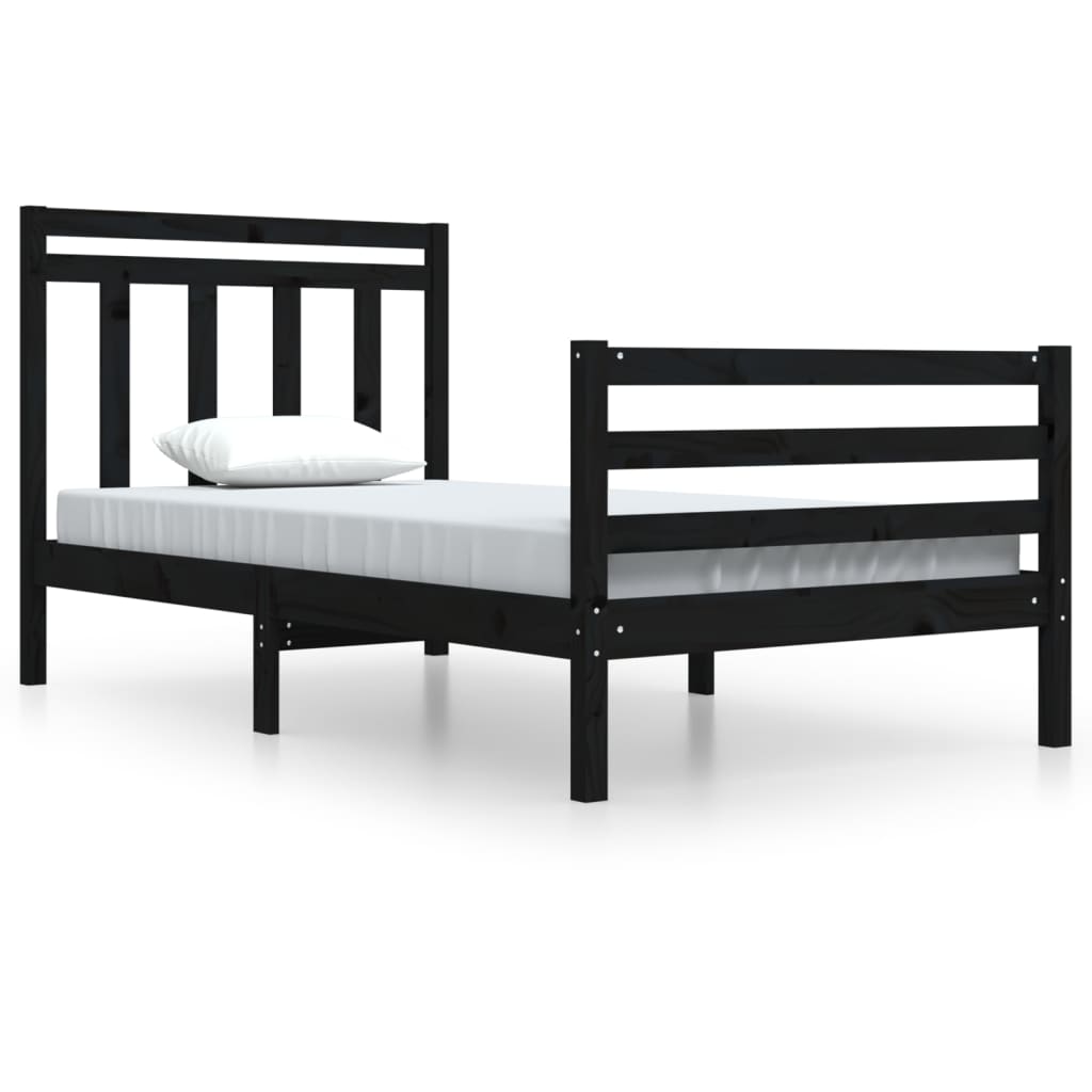 Estrutura de cama 100x200 cm madeira maciça preto