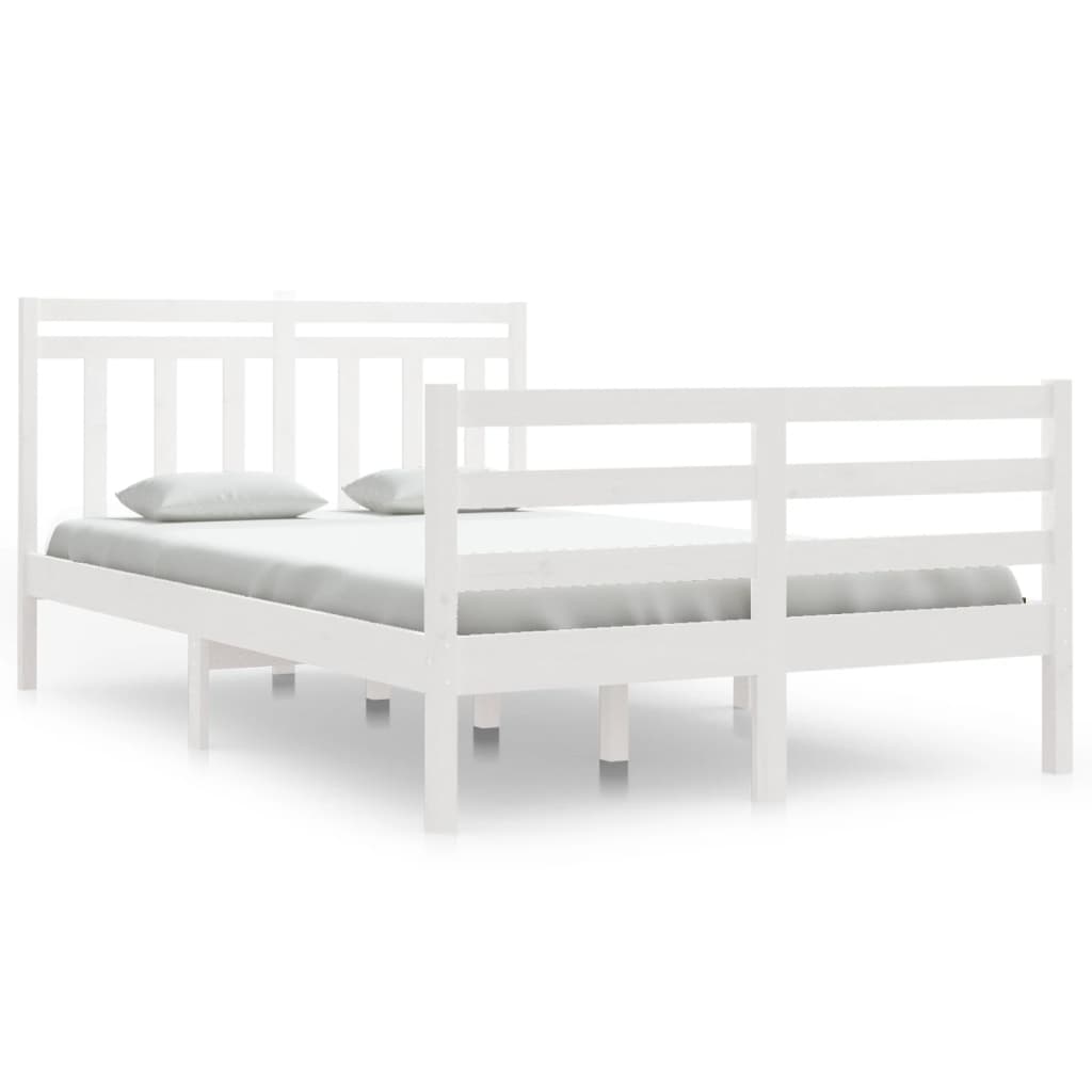 Estrutura de cama 120x200 cm madeira maciça branco