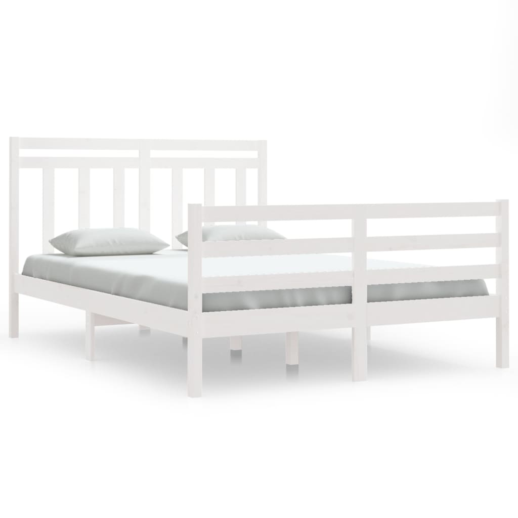 Estrutura de cama 140x200 cm madeira maciça branco