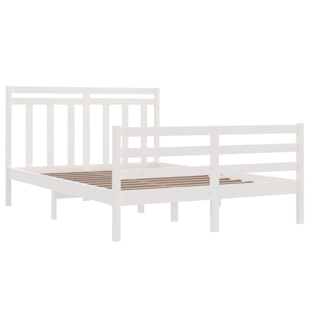 Estrutura de cama 140x200 cm madeira maciça branco