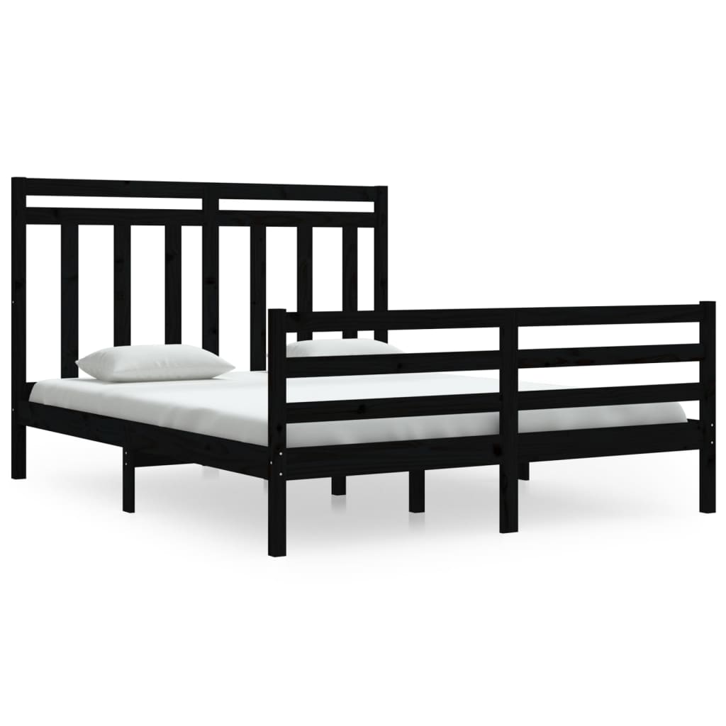 Estrutura de cama 160x200 cm pinho maciço preto