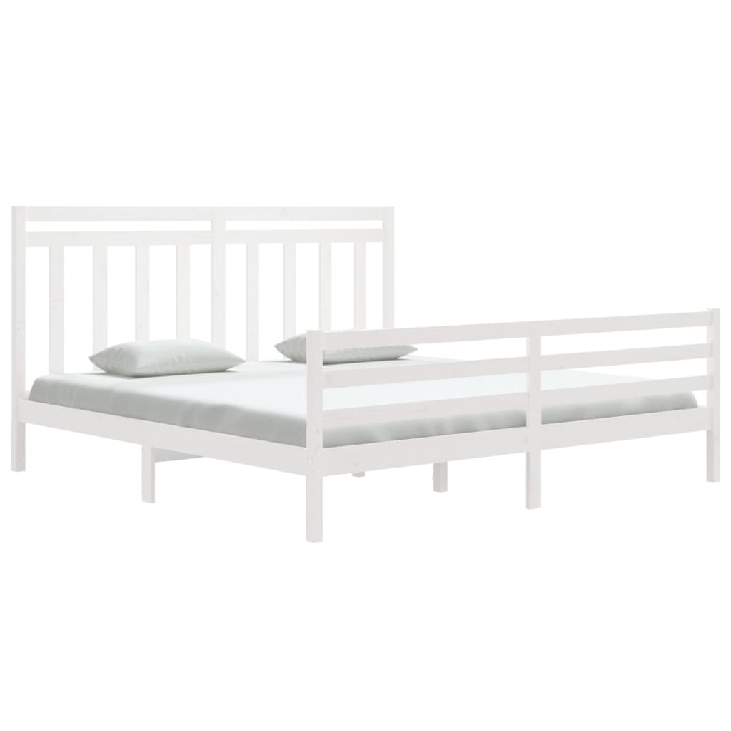 Estrutura de cama super king pinho maciço 180x200 cm branco