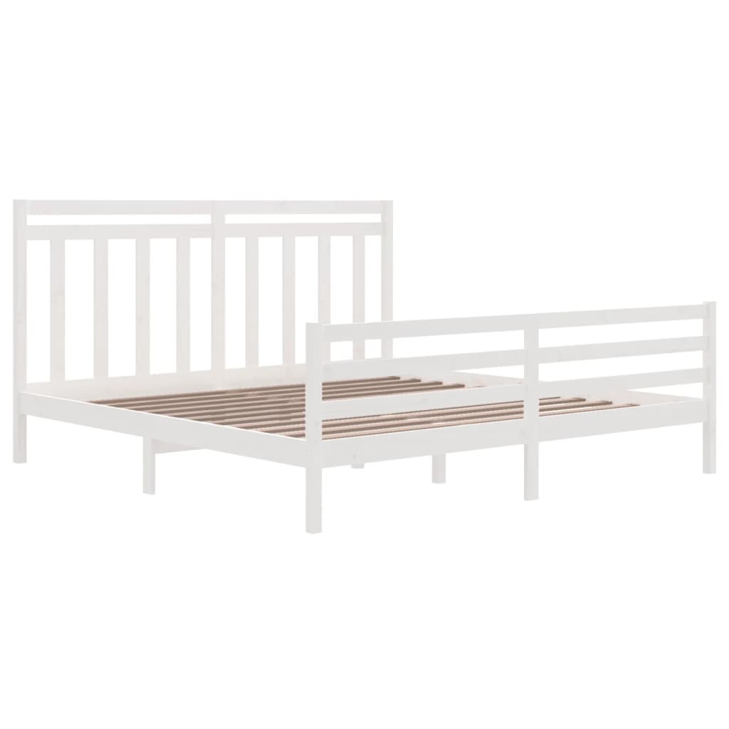 Estrutura de cama super king pinho maciço 180x200 cm branco