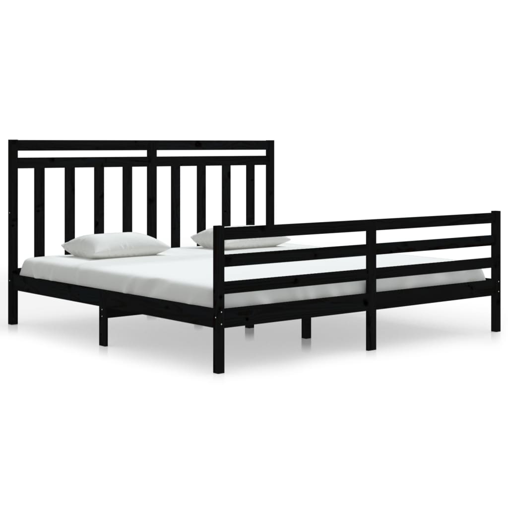 Estrutura de cama super king 180x200 cm madeira maciça preto