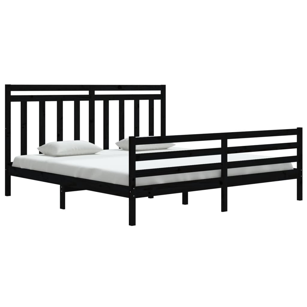 Estrutura de cama super king 180x200 cm madeira maciça preto