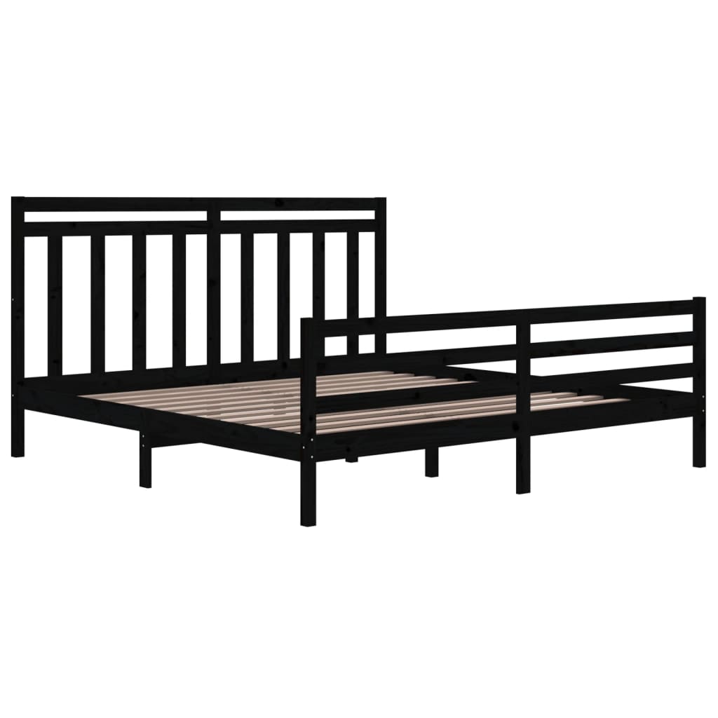 Estrutura de cama super king 180x200 cm madeira maciça preto