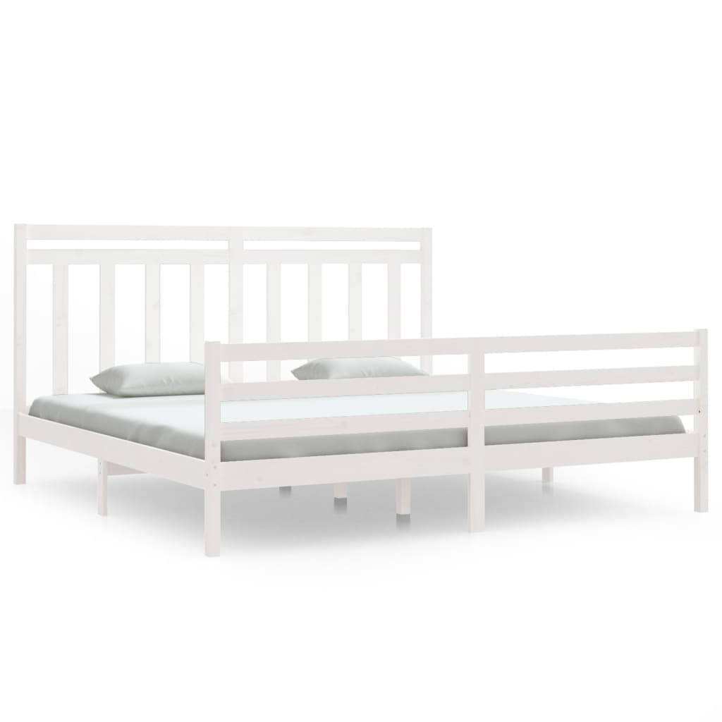 Estrutura de cama 200x200 cm madeira maciça branco