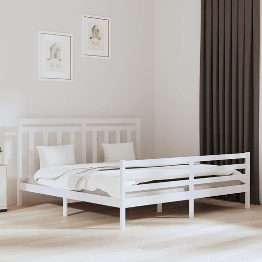 Estrutura de cama 200x200 cm madeira maciça branco