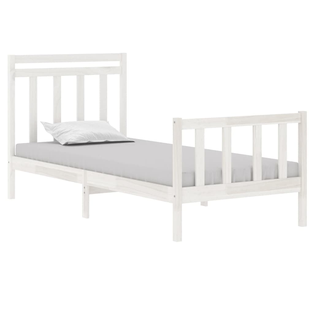 Estrutura de cama solteiro 90x190 cm madeira maciça branco