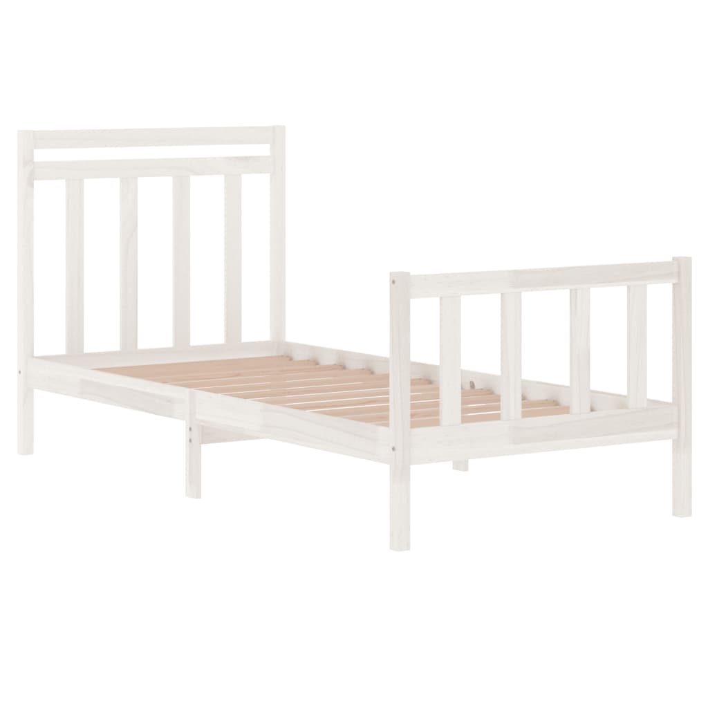 Estrutura de cama solteiro 90x190 cm madeira maciça branco