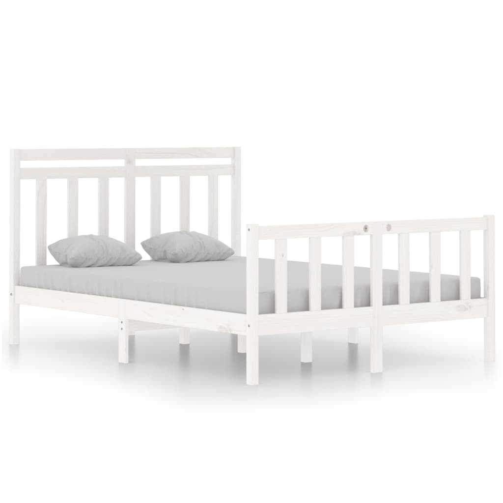 Estrutura de cama casal 135x190 cm madeira maciça branco