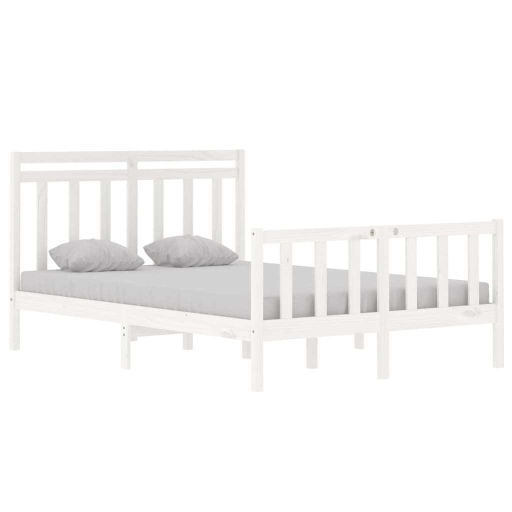 Estrutura de cama casal 135x190 cm madeira maciça branco