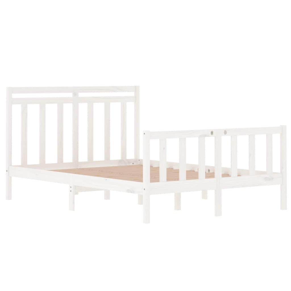 Estrutura de cama casal 135x190 cm madeira maciça branco