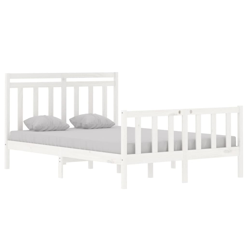 Estrutura de cama 140x190 cm madeira maciça branco