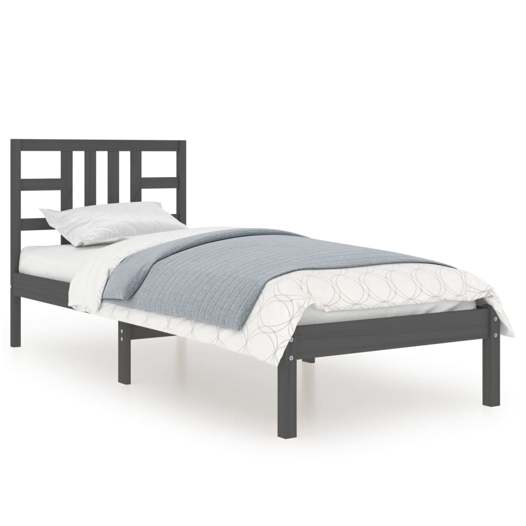 Estrutura de cama solteiro 90x190 cm madeira maciça preto