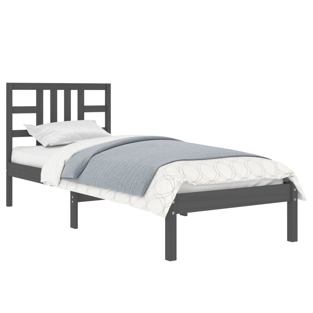 Estrutura de cama solteiro 90x190 cm madeira maciça preto