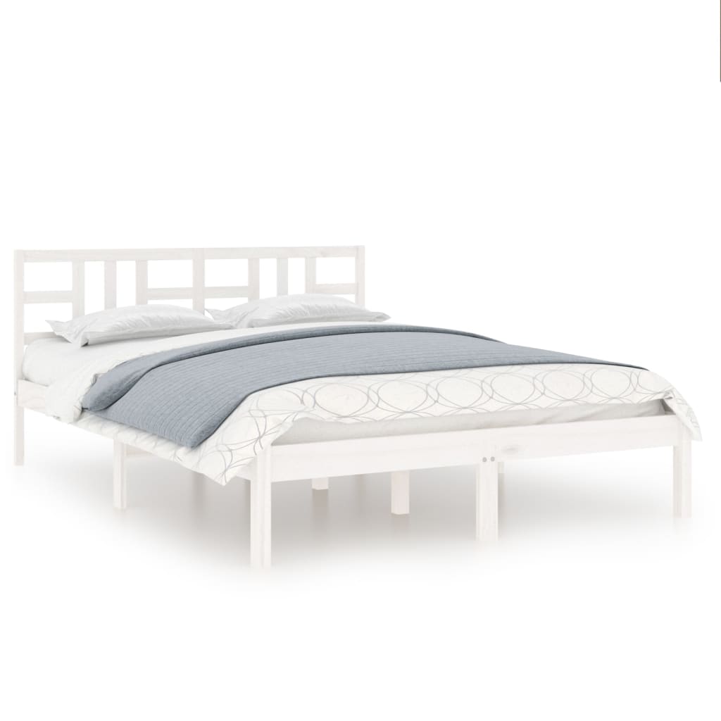 Estrutura de cama casal 135x190 cm madeira maciça branco