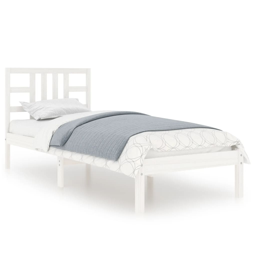 Estrutura de cama 100x200 cm madeira maciça branco