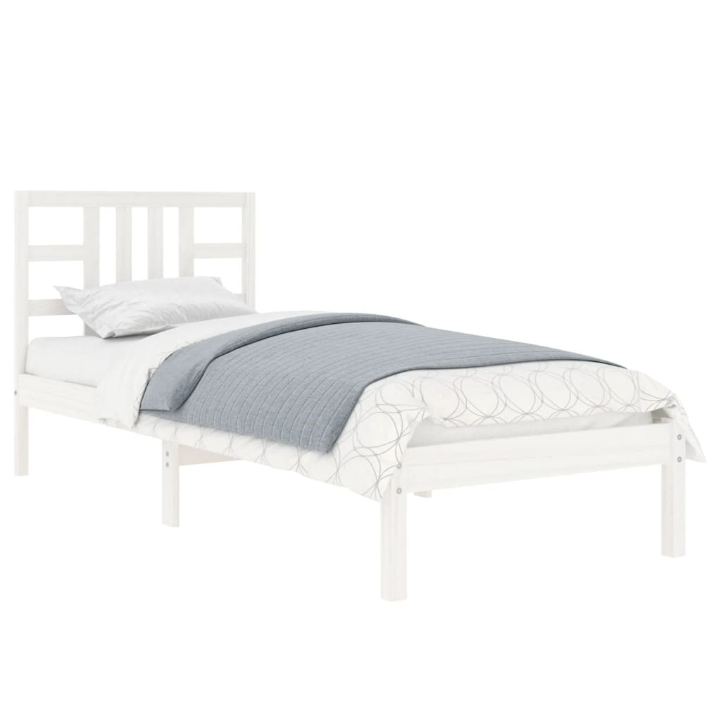 Estrutura de cama 100x200 cm madeira maciça branco