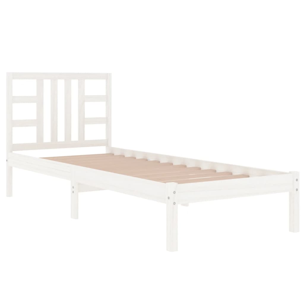 Estrutura de cama 100x200 cm madeira maciça branco