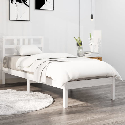 Estrutura de cama 100x200 cm madeira maciça branco