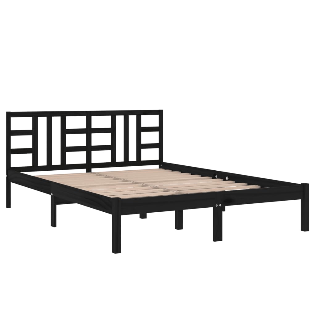 Estrutura de cama 160x200 cm pinho maciço preto