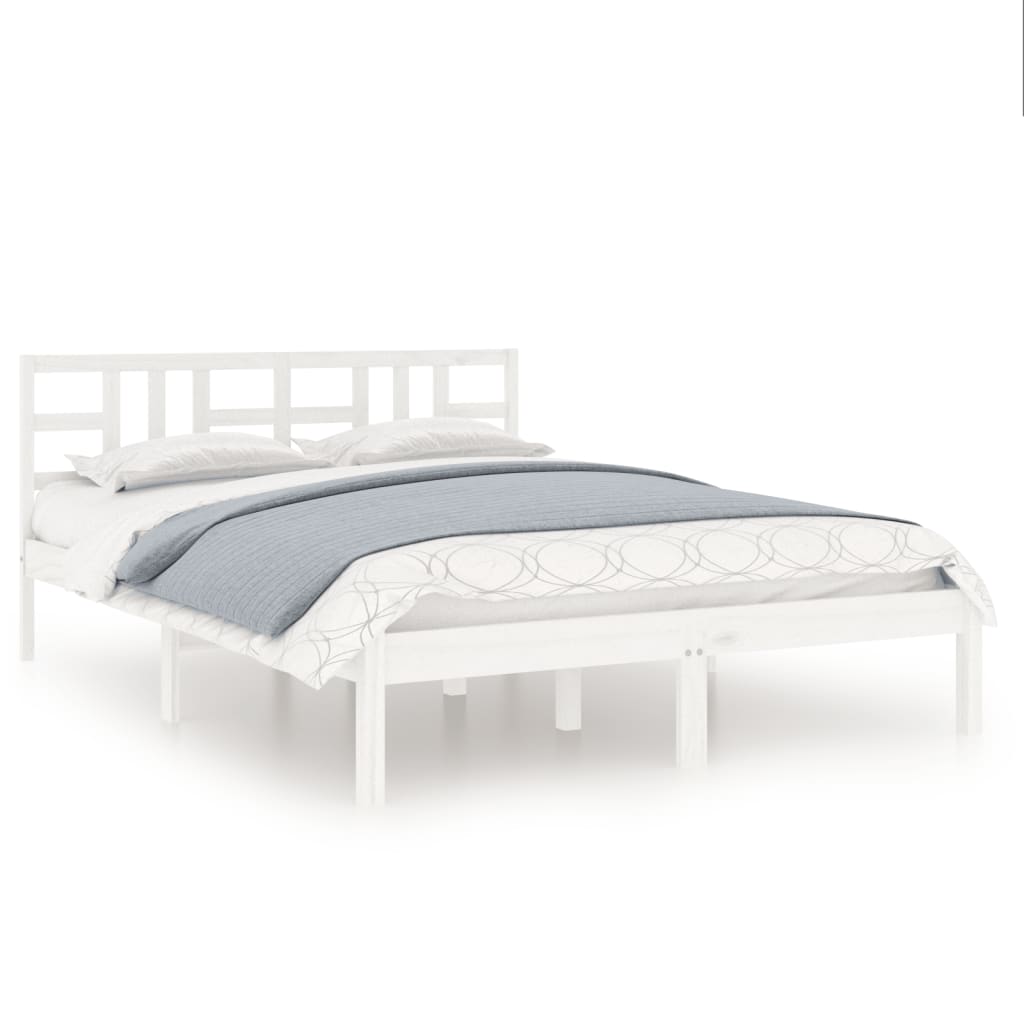 Estrutura de cama super king pinho maciço 180x200 cm branco