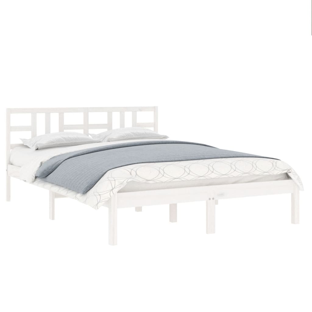 Estrutura de cama super king pinho maciço 180x200 cm branco