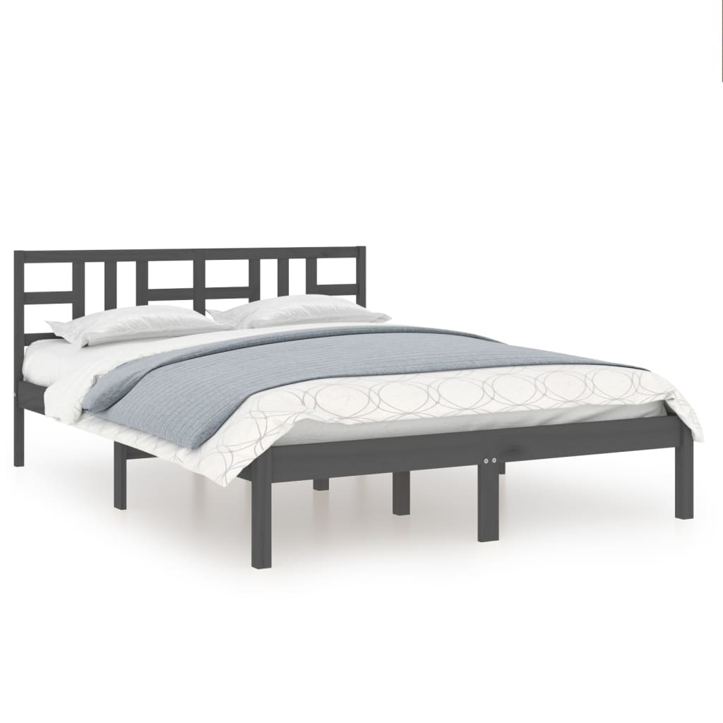 Estrutura de cama super king 180x200 cm madeira maciça cinza