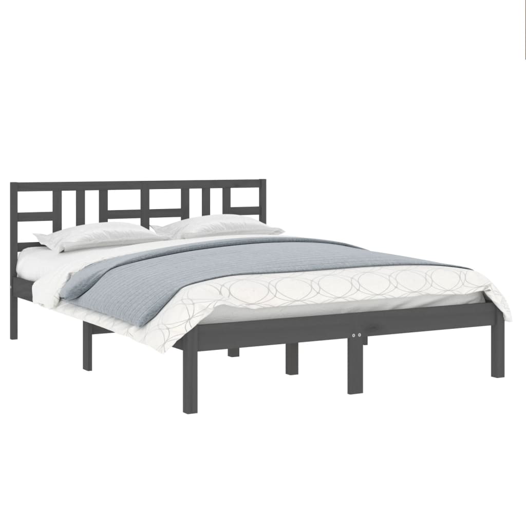 Estrutura de cama super king 180x200 cm madeira maciça cinza