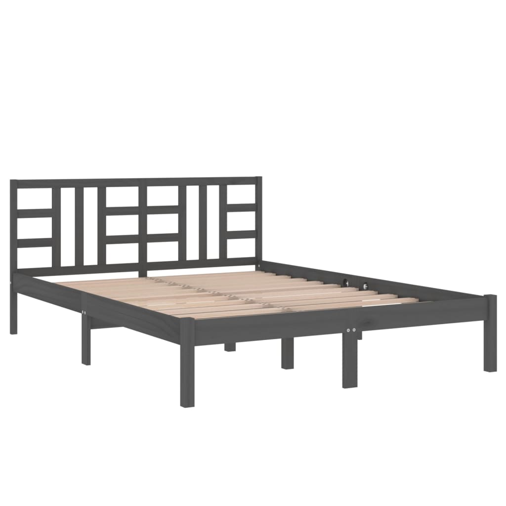 Estrutura de cama super king 180x200 cm madeira maciça cinza