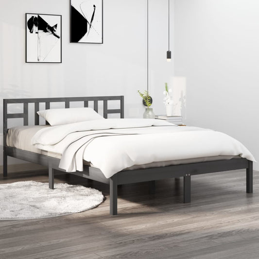 Estrutura de cama super king 180x200 cm madeira maciça cinza