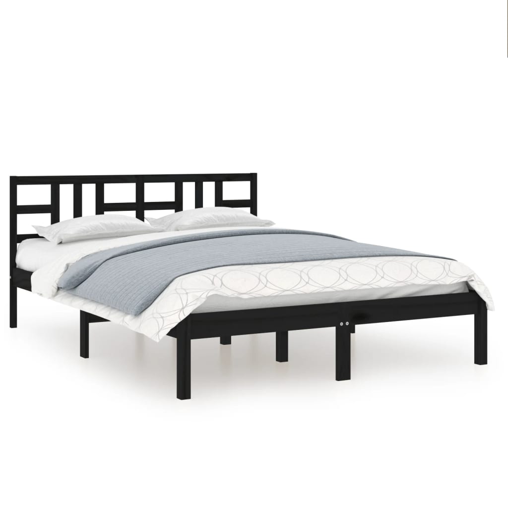 Estrutura de cama super king 180x200 cm madeira maciça preto