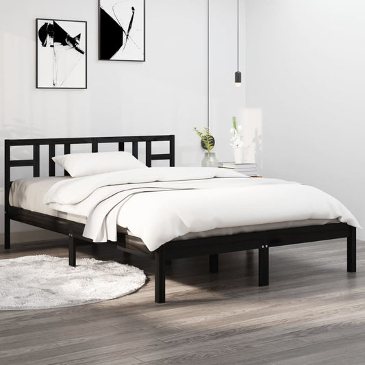 Estrutura de cama super king 180x200 cm madeira maciça preto