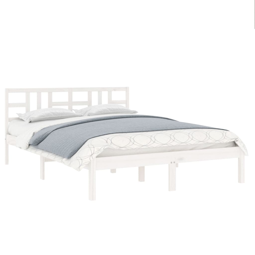 Estrutura de cama 200x200 cm madeira maciça branco